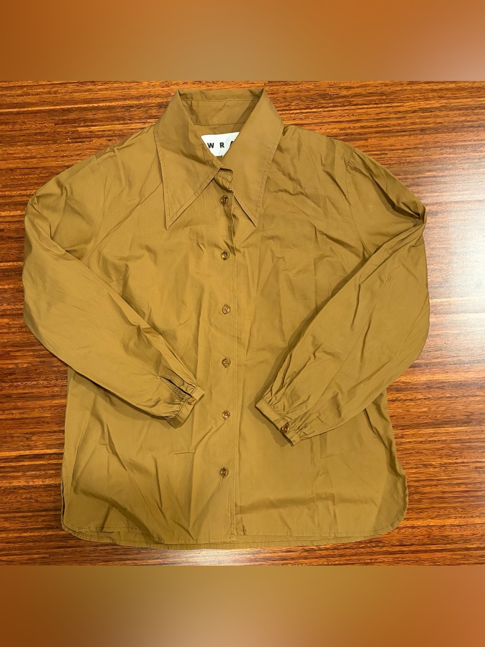 Wray NYC Nic Shirt in Tortilla Chip Brown - Size Small scandistyle minimalist